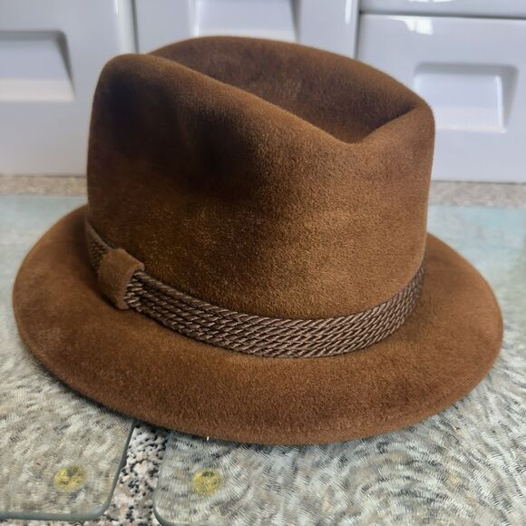 Vintage 1979 Dobbs Fifth Ave New York Fedora Hat Men's 7 1/8 Brown Fur Felt - Picture 5 of 16